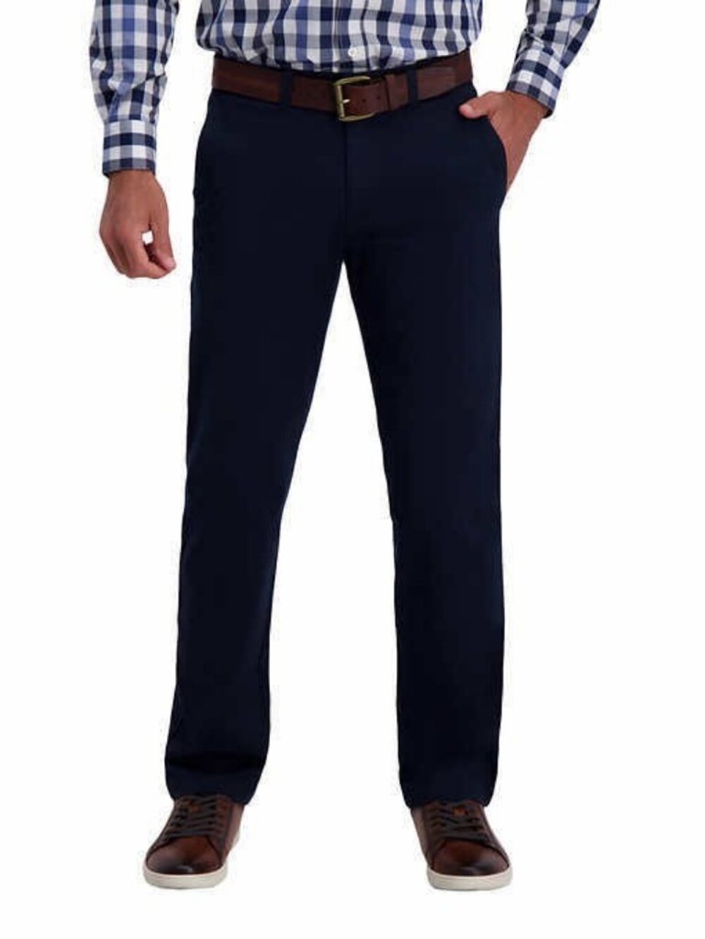 Haggar Men’s Ultimate Straight Fit Travel Khaki Pant 28W x 30L NAVY